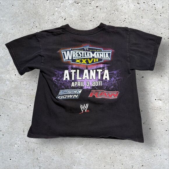 WWE WrestleMania XXVII Atlanta 2011 Youth 10/12 T-Shirt Hybrid Double - Picture 2 of 9